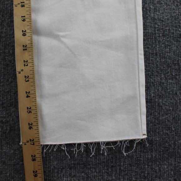 Ba&sh Jeans Womens 1 Small Straight High Rise Raw Hem White Denim Chic Casual - Picture 12 of 16